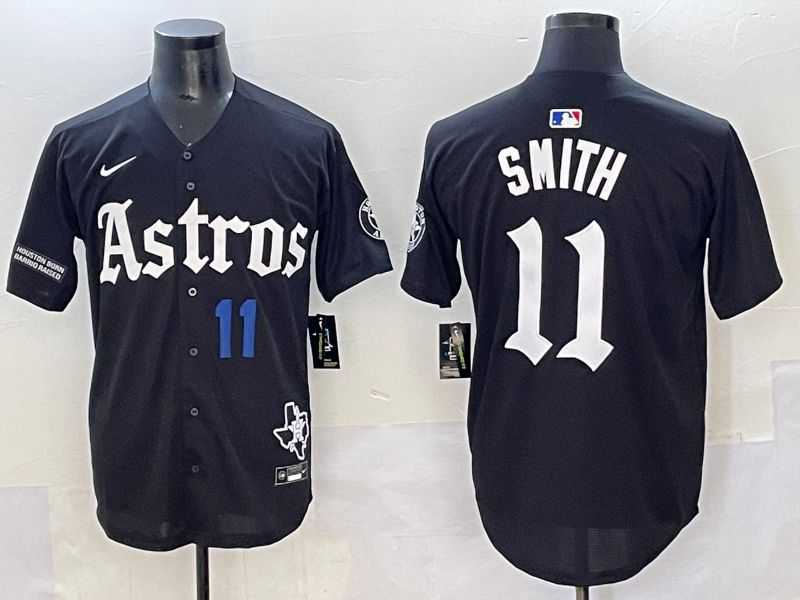Men 2025 Houston Astros #11 Smith Black Five generations Joint Name Nike MLB Jersey style 33
